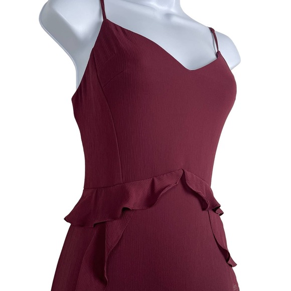 Watters & Watters Wine Red Chiffon Darcie Gown Spaghetti Strap Maxi Layered SZ 8 - Picture 4 of 15